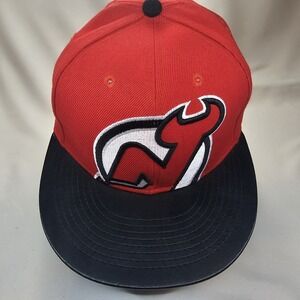 Mitchell & Ness New Jersey Devils Snapback Hat Faux Leather Bill NHL Licensed
